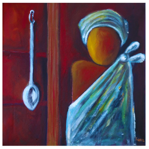 Isan Corinde - Avo sondi - 30x30cm - Acryl op canvas - 2022 - € 450