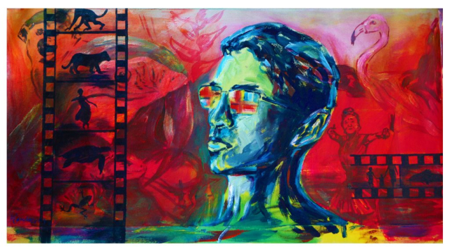 Dhiradj Ramsamoedj - Untitled 1 (=zelfportret) - 100x50cm - Acryl op canvas - 2018 - € 500